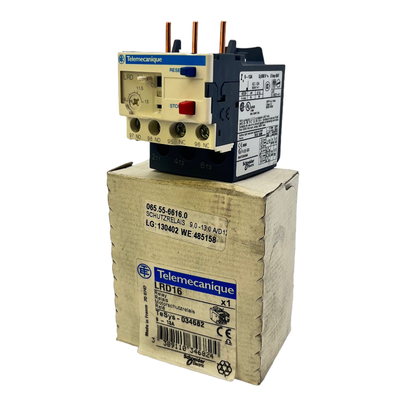 Telemecanique LRD16 Motor Protection Relay Ie: 9-13A Motor Protection Relay 