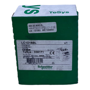 Schneider Electric LC1D18BL power contactor 3-pole, 24V dc coil, 18A, 7.5kW 