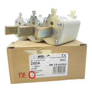 Italweber IW1510250 fuse PU: 3 pieces 250A 500V 120kA DIN 43620 