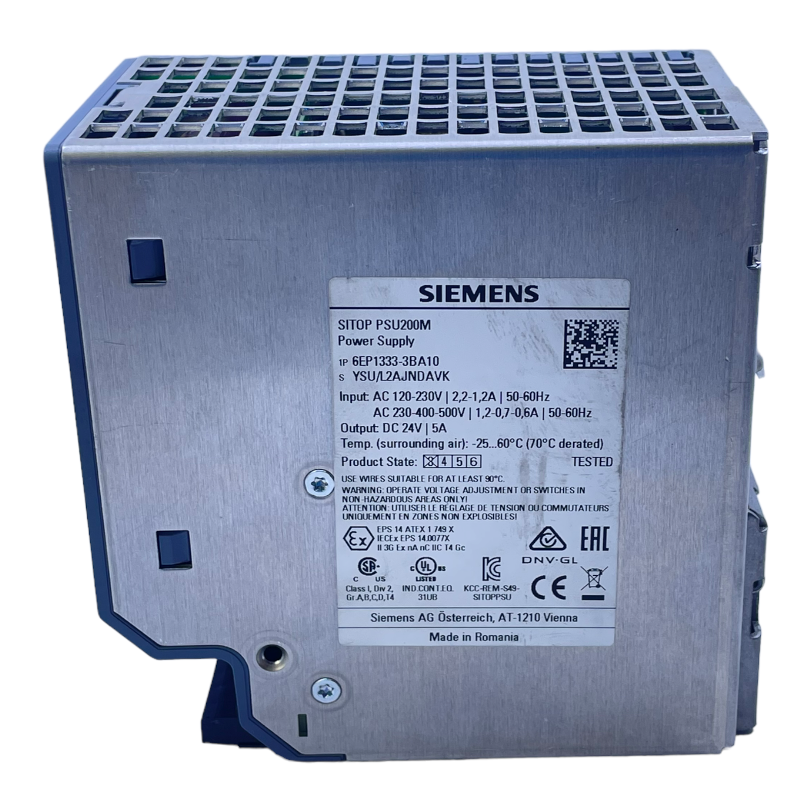 Siemens 6EP1333-3BA10 power supply 24V DC 5A 120-230V AC 2.2 Siemens 6EP1333-3BA10 power supply 24V DC 5A 120-230V AC 2.2