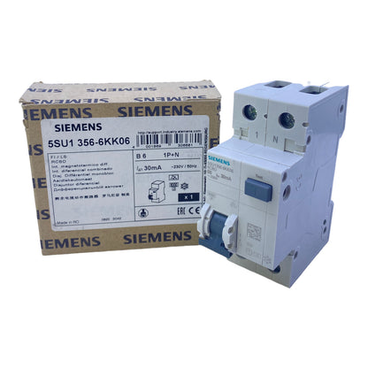 Siemens 5SU1356-6KK06 Schalter 230V 50Hz AC 30 mA 6A 1P+N