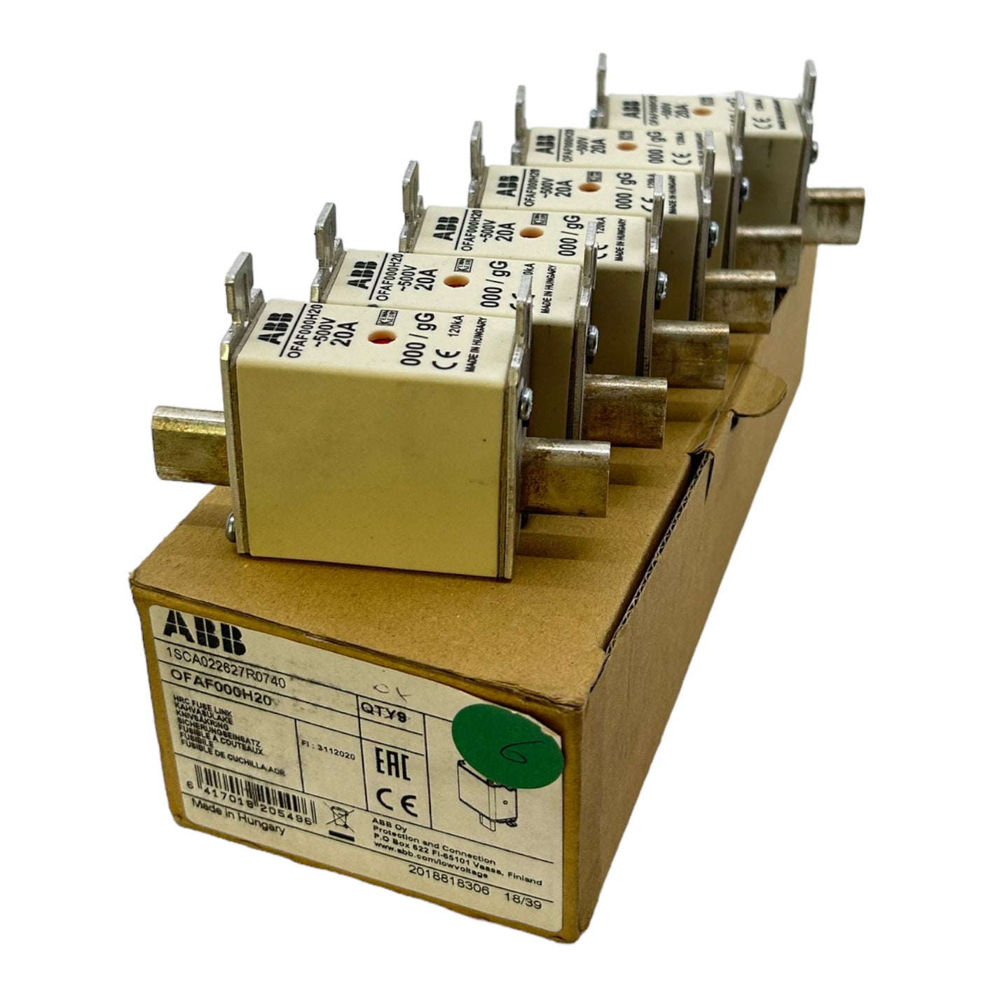 ABB OFAF000H20 fuse link 500V 20A 120kA 6pcs 