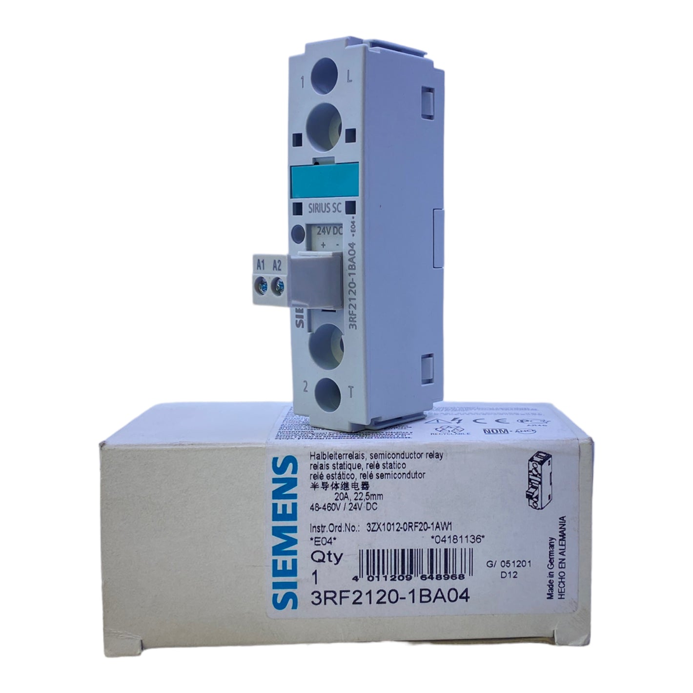 Siemens 3RF2120-1BA04 solid state relay IP20 50 ... 60 Hz 100 mA 48 ... 460 V 