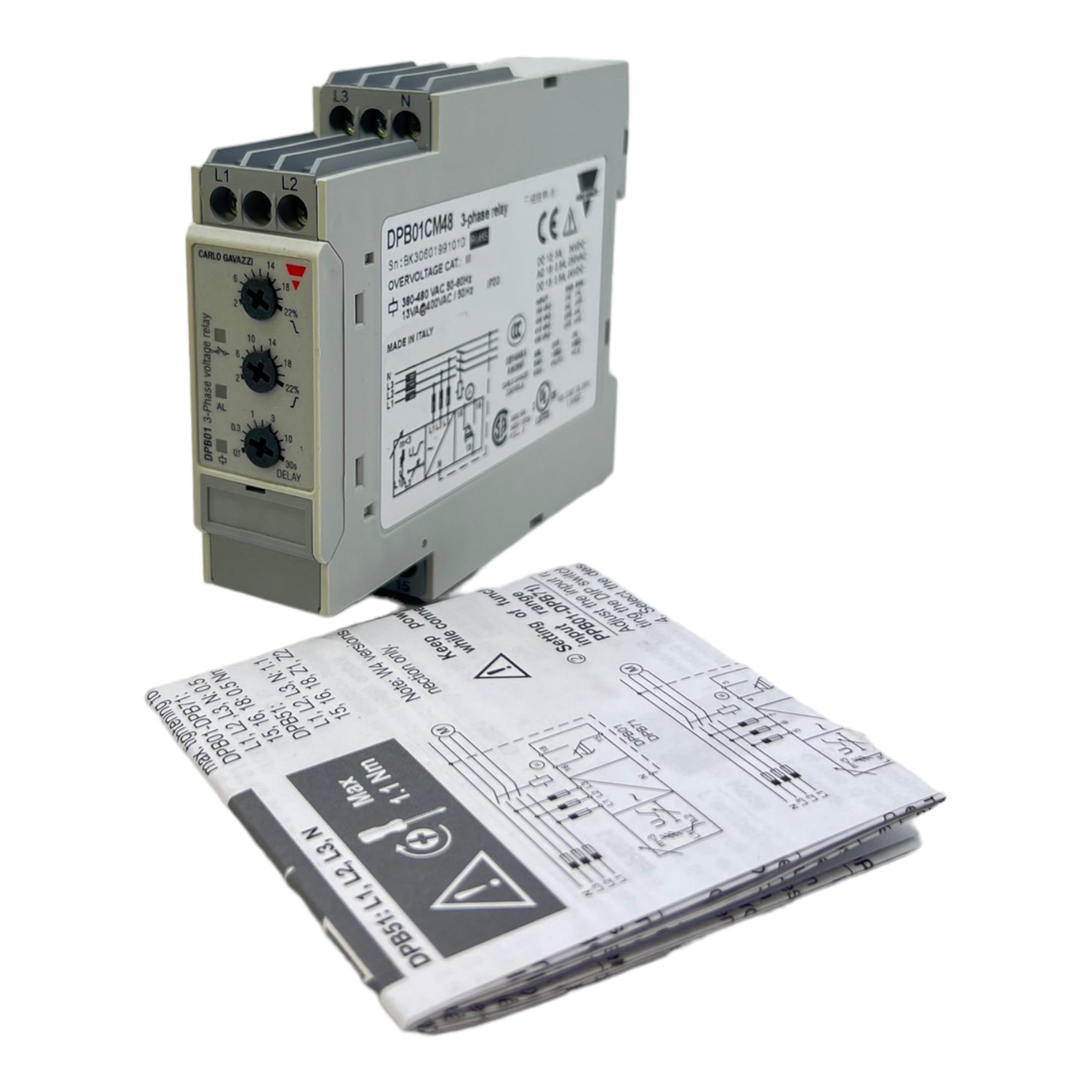 Carlo Gavazzi DPB01CM48 monitoring relay 480V AC IP20 DIN rail 