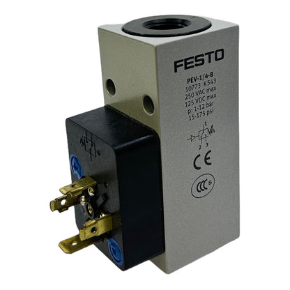 Festo PEV-1/4-B pressure switch 10773 3Hz 250V/AC 125V/DC 1 to 12 bar 5,000 mA 