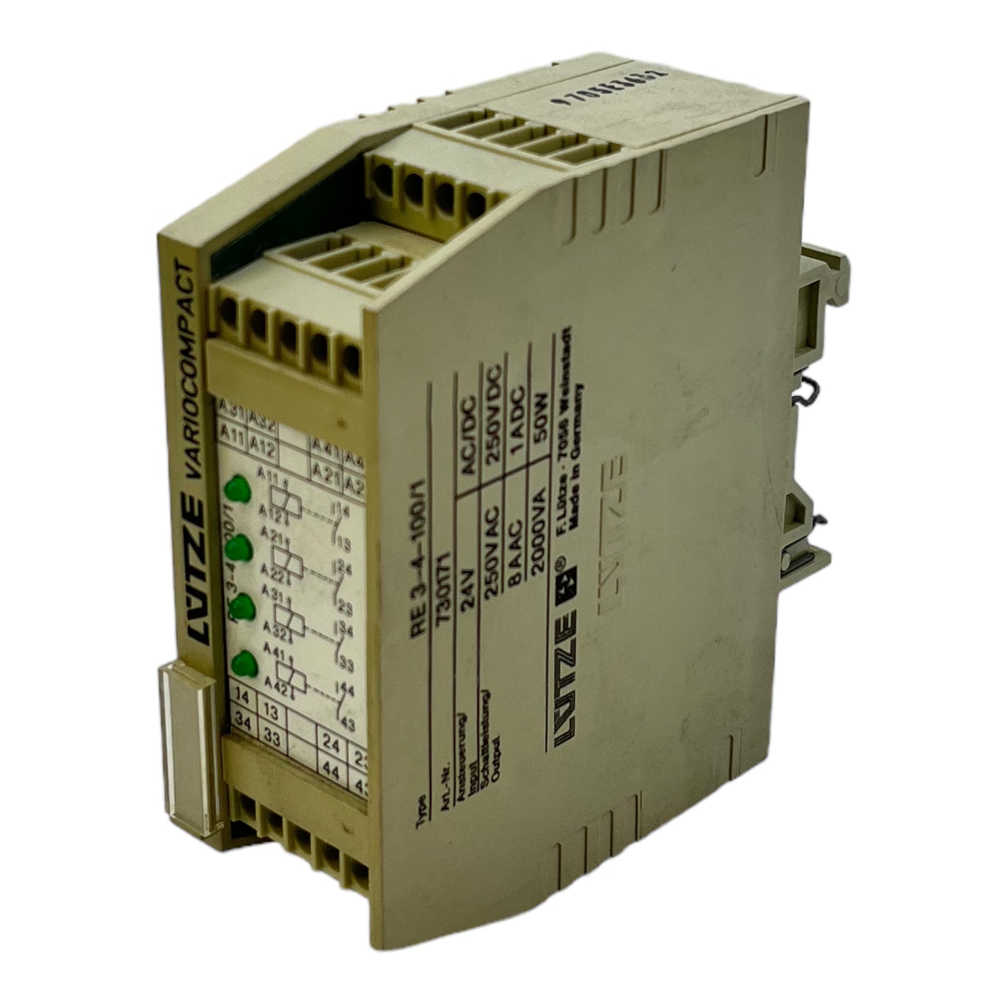 Lütze RE3-4-100/1 Variocompact Relais 250V AC/DC 50W 2000VA 24V AC/DC