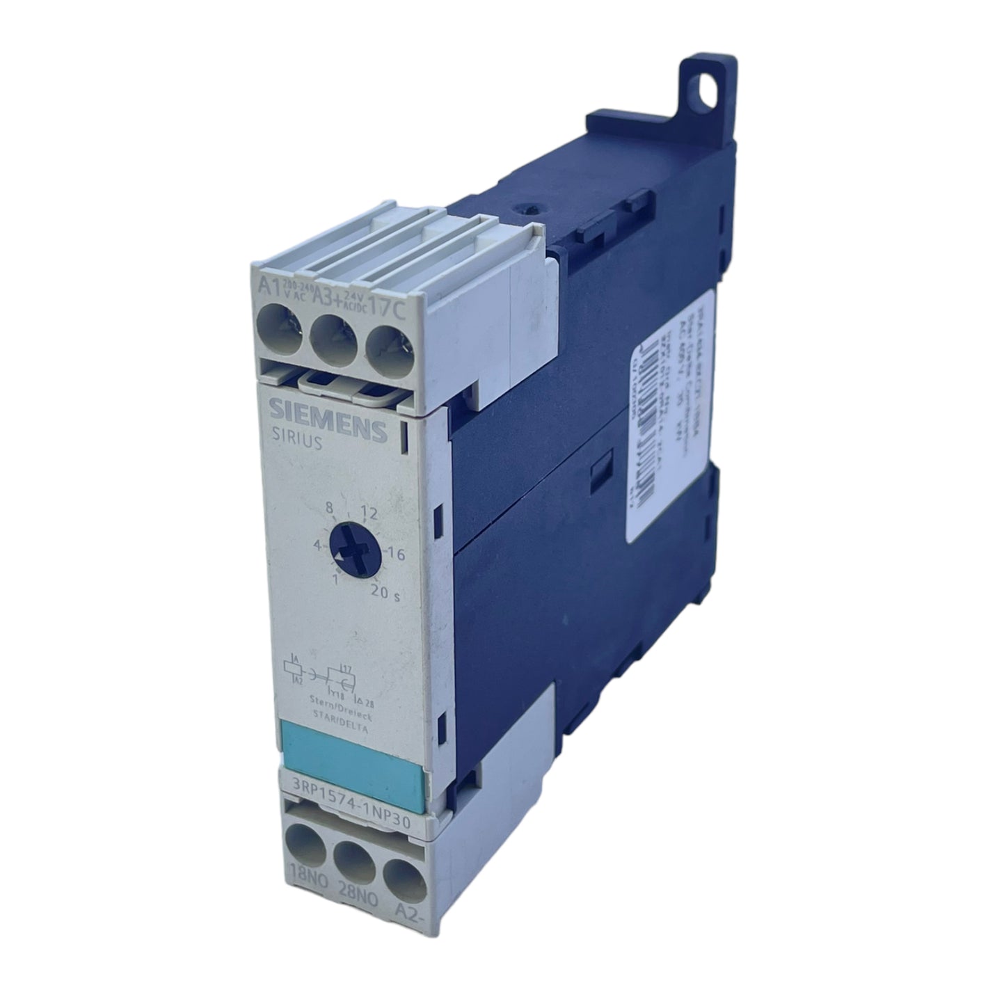 Siemens 3RP1574-1NP30 time relay 200→240V 1-pole changeover contact 1→20s relay 