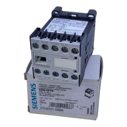 Siemens 3TH2031-0BB4 auxiliary contactor 50/60Hz 24V DC 4A 