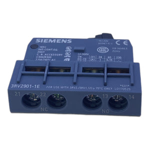 Siemens 3RV2901-1E Hilfsschalterblock 2,5A 240V AC 50Hz 1NO +1NC VE: 10stk