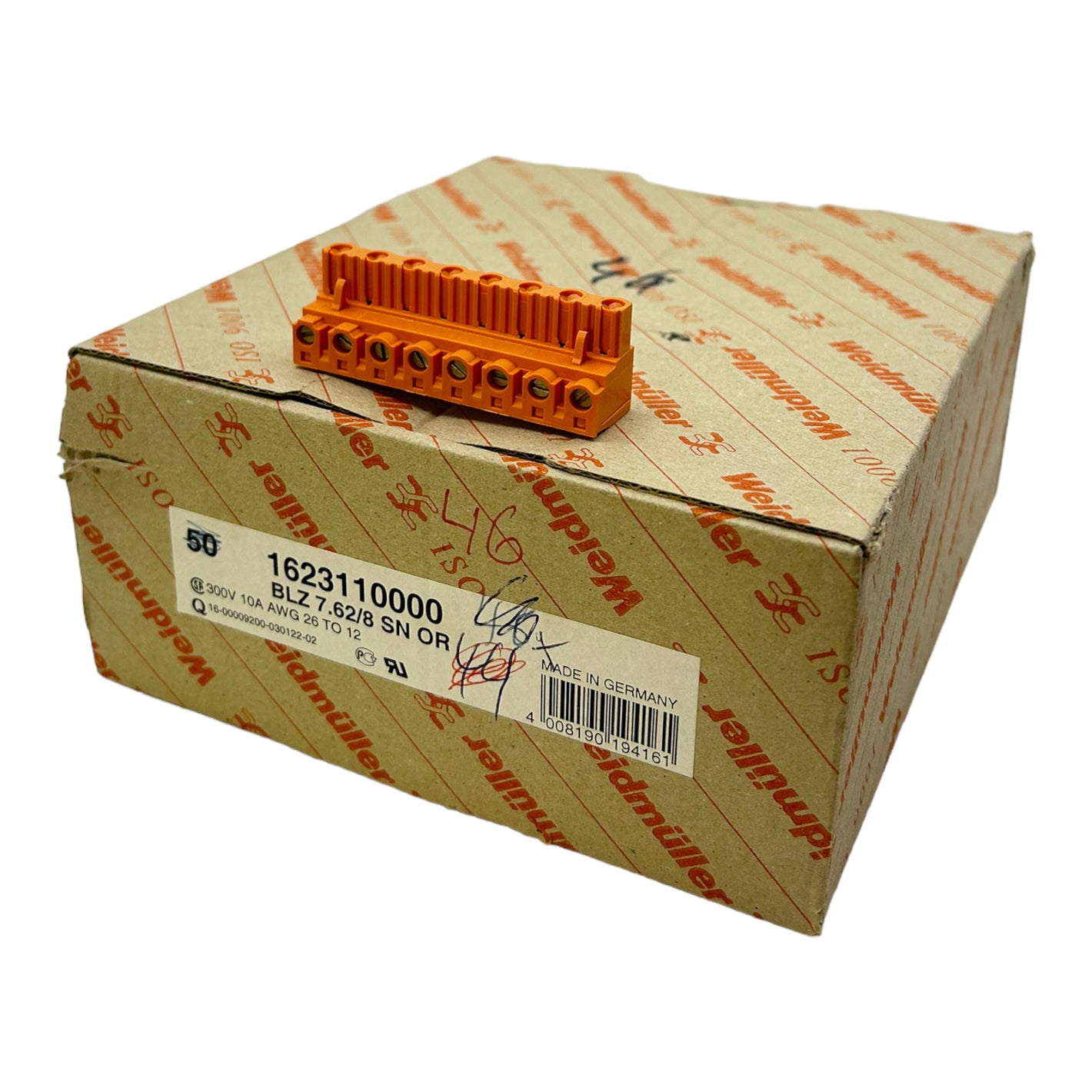 Weidmüller BLZ7.62/8SNOR terminal block 1623110000 8300V 10A VE:42STK 