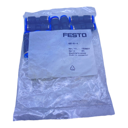 Festo QS-6-4 Steckverbindung 153037 Push-Pull-Prinzip -0,95… 6bar VE: 10stk