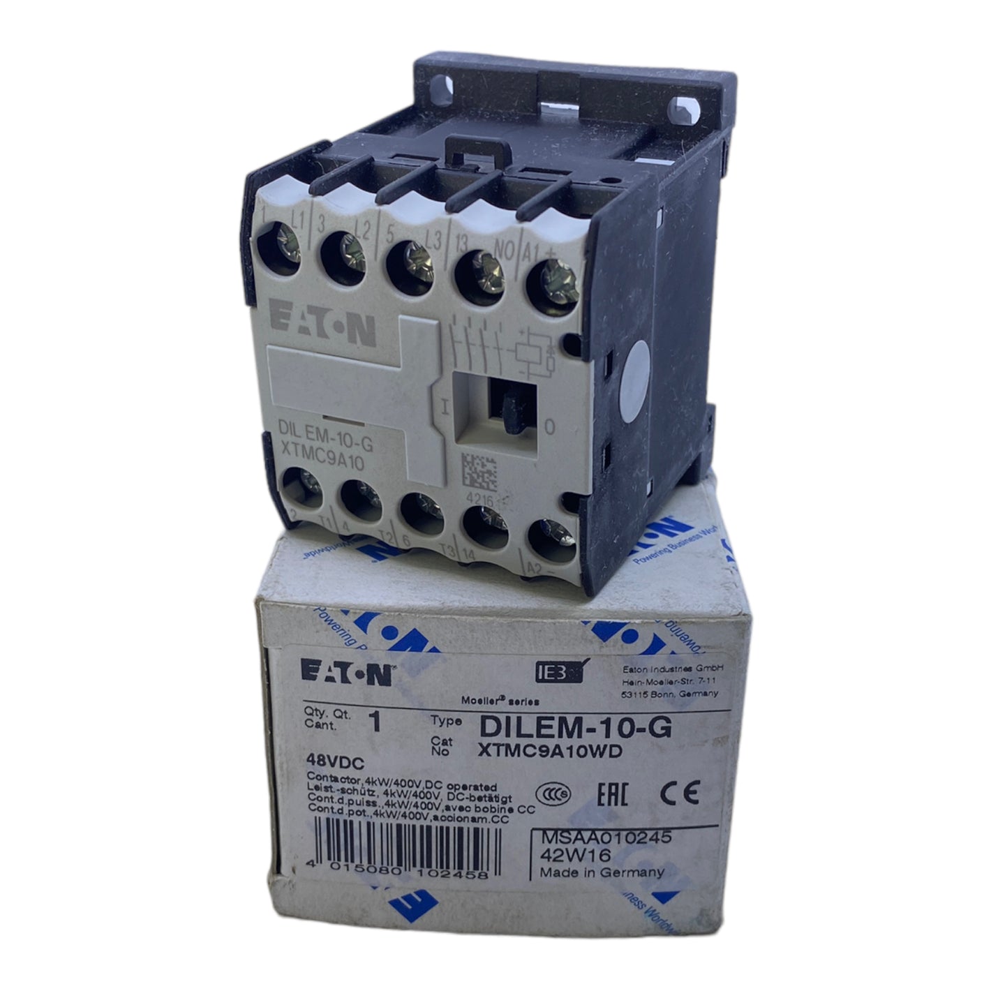 EATON DILEM-10-G power contactor 3-pole 12V DC 4kW 