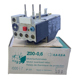 Klöckner Moeller Z00-0.6 motor protection relay 600V AC 0.4-0.6A 1NO+1NC IP20 