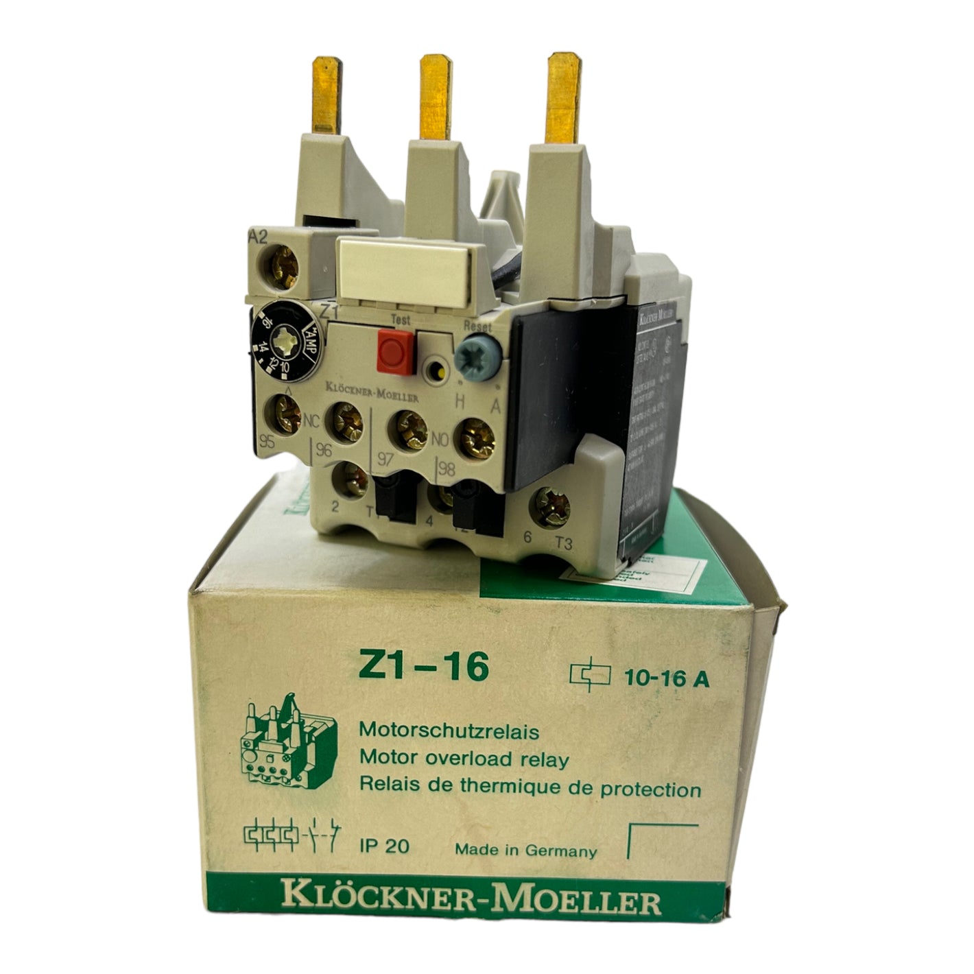 Klöckner Moeller Z1-16 Motorschutzrelais 220/240V AC 10-16A IP120 1NO + 1NC