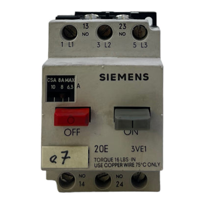 Siemens 3VE1020-2L motor protection switch 500V motor protection 