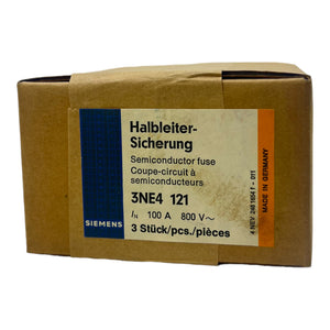 Siemens 3NE4121 SITOR-Sicherungseinsatz 100A 1000V 100kA VE:3