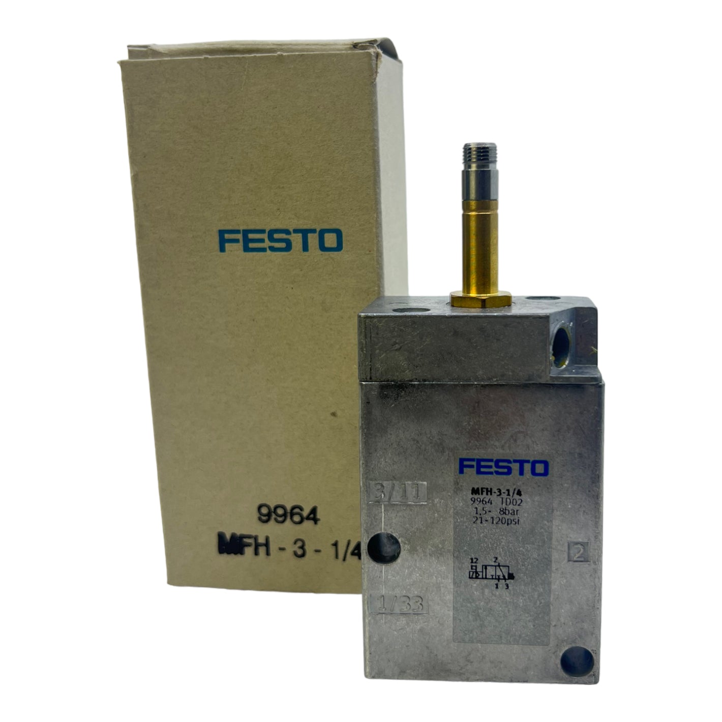 Festo MFH-3-1/4 Magnetventil 9964 Pneumatik elektrisch 1,5 bis 8bar 21- 120psi