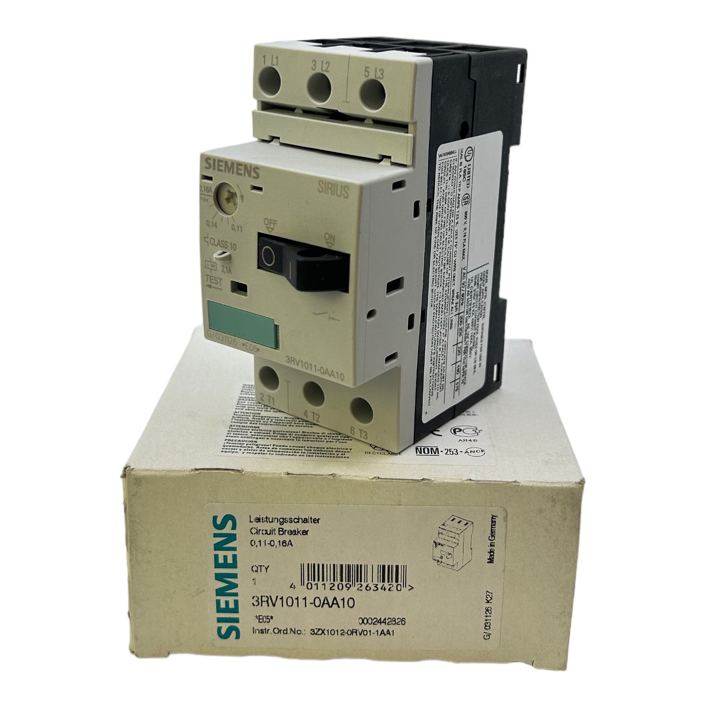 Siemens 3RV1011-0AA10 Leistungsschalter 50/60Hz Schalter