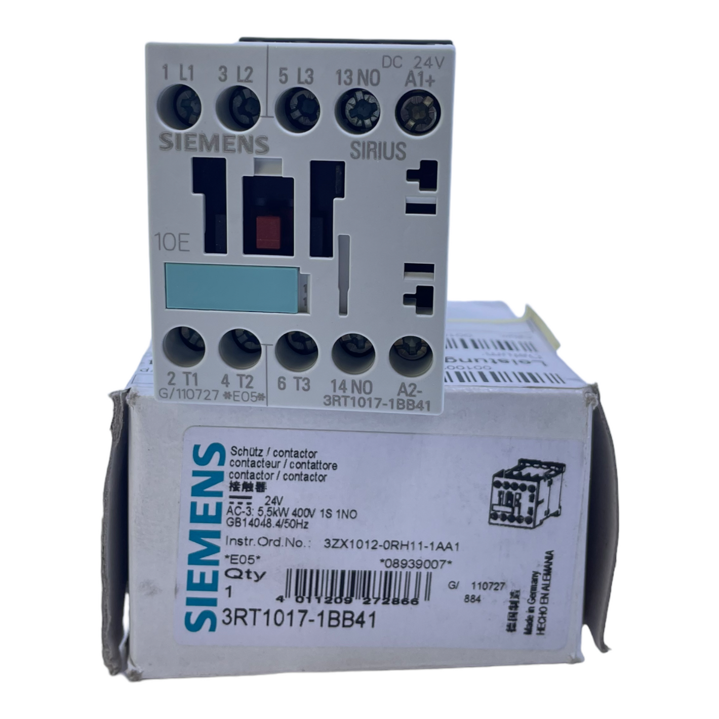 Siemens 3RT1017-1BB41 Leistungsschütz 24V DC 5,5kW 400V 50Hz