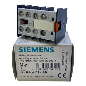 Siemens 3TX4431-0A Hilfsschalterblock 71E 3NO+1NC 230V 4A 400V 3A 500V 2A