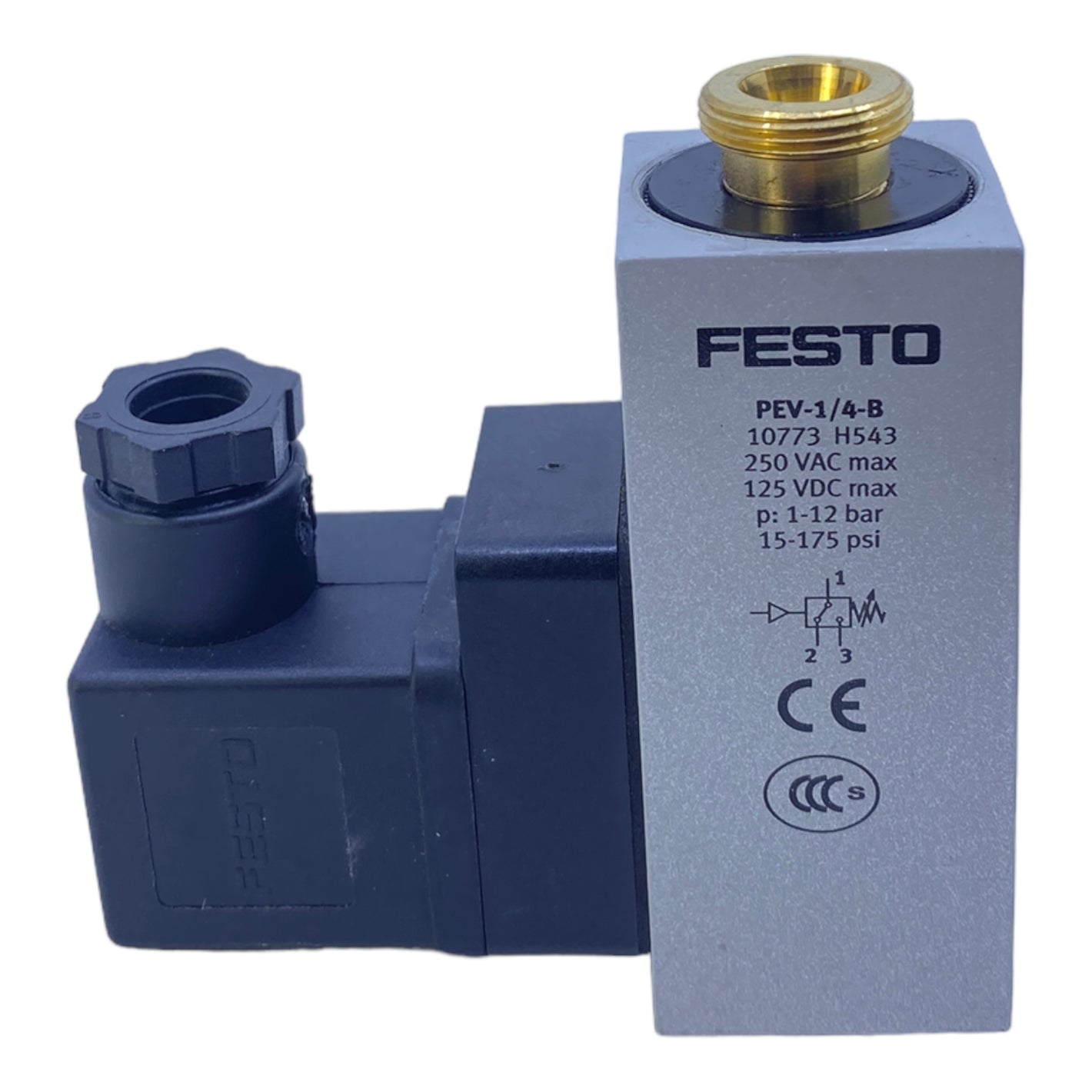 Festo PEV-1/4-B pressure switch 10773 250V AC 125V DC 1-12bar 3Hz 5,000mA 