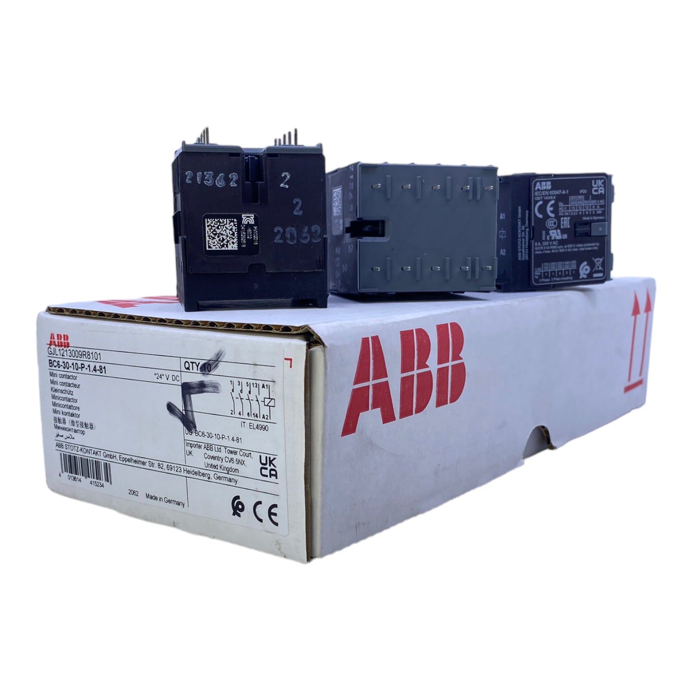 ABB BC6-30-10-P-1.4 power contactor 690V AC 6A 3kW IP20 24V DC Pack of 3 