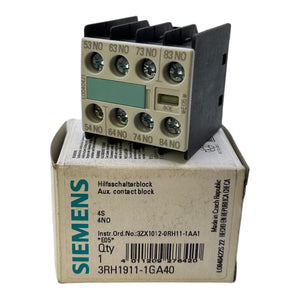 Siemens 3RH1911-1GA40 Hilfsschalterblock IP20 4polig 6kV 690V Hilfsschalterblock