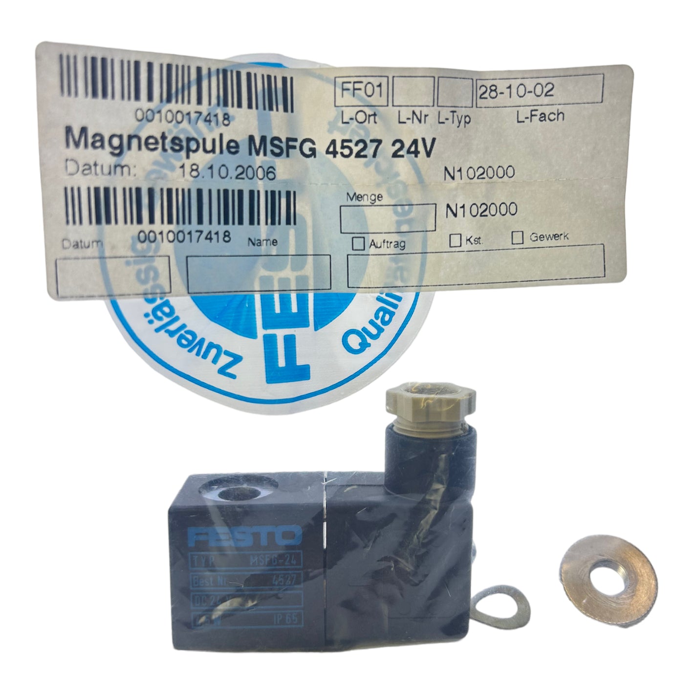 Festo MSFG-24 solenoid coil 4527 3-pin IP65 24V DC 4.5W solenoid valve 