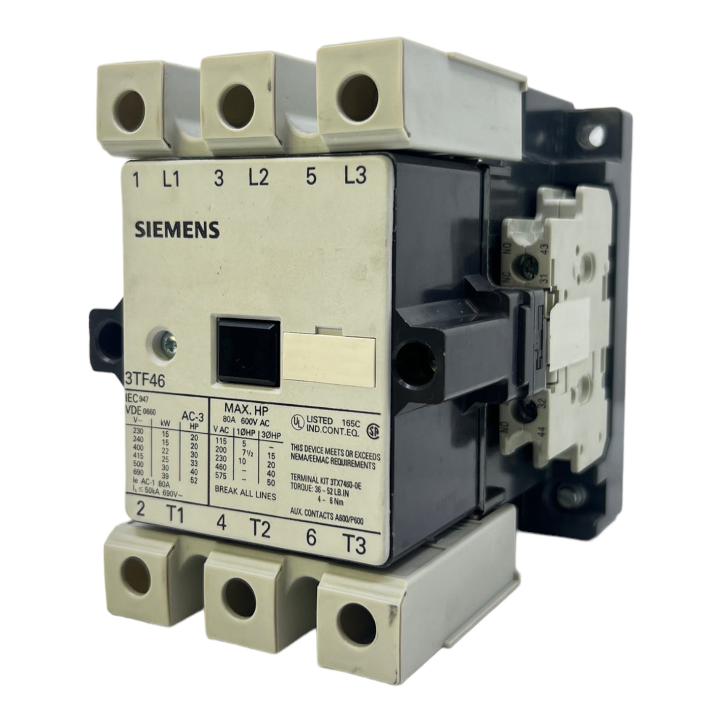 Siemens 3TF4622-0AP0 Leistungsschütz 3polig 22kW 400/380V AC 2NO+2NC 230VAC 50Hz