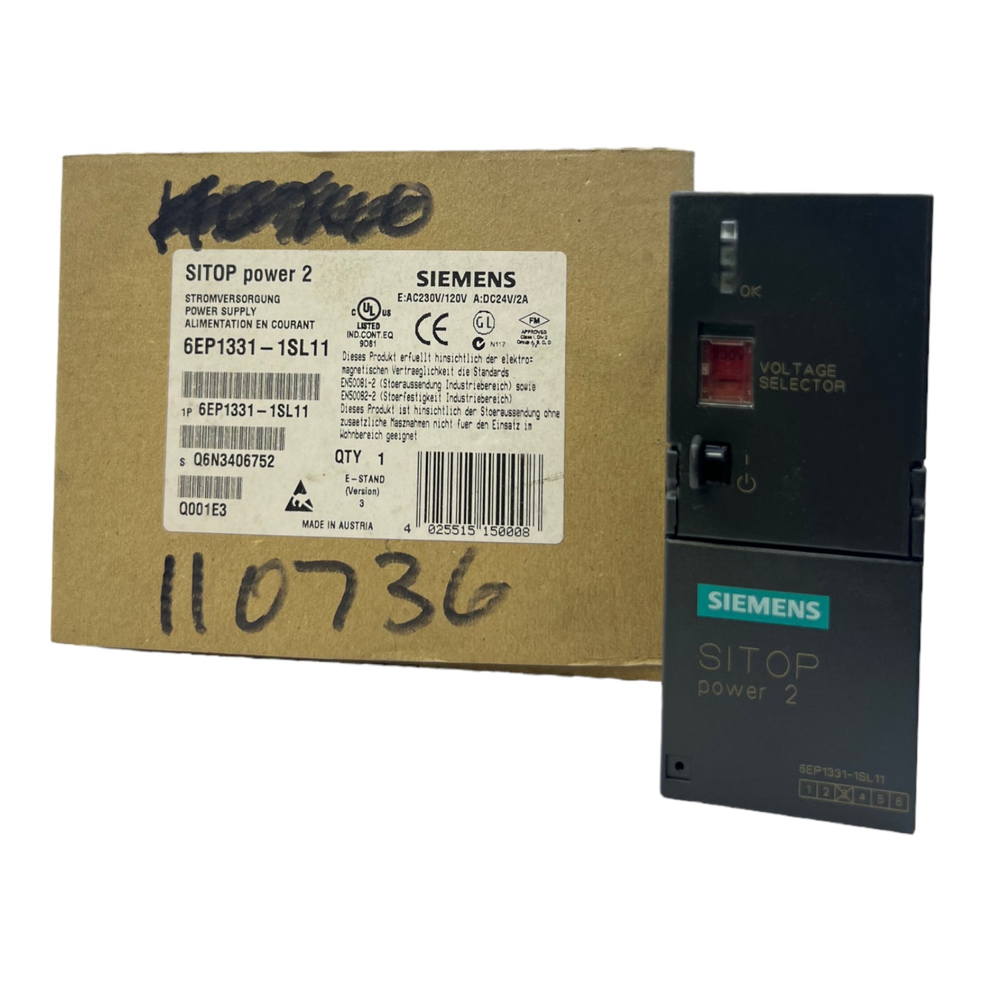 Siemens 6EP1331-1SL11 Geregelte Stromversorgung 2A 120/230V AC 24V DC