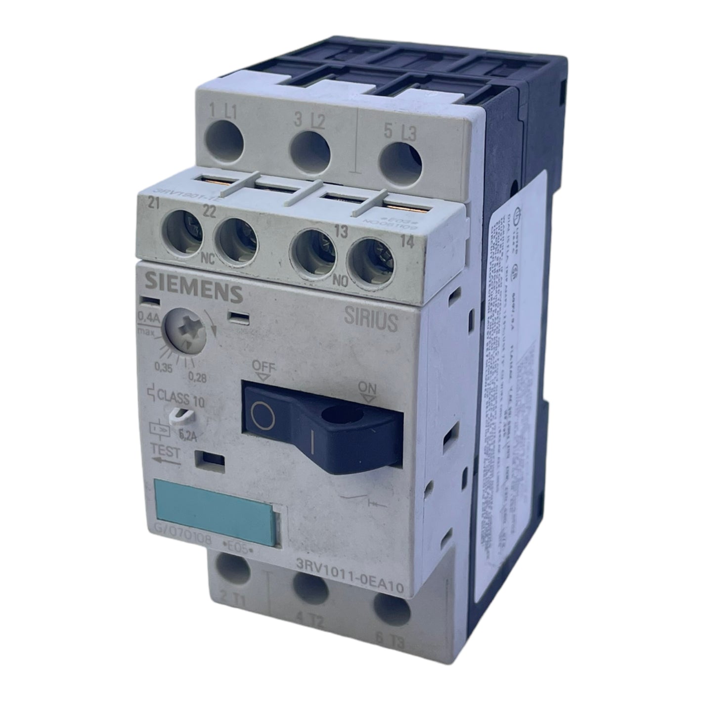 Siemens 3RV1011-0EA10 motor protection switch 0.28→0.4A Sirius Innovation 3RV1 