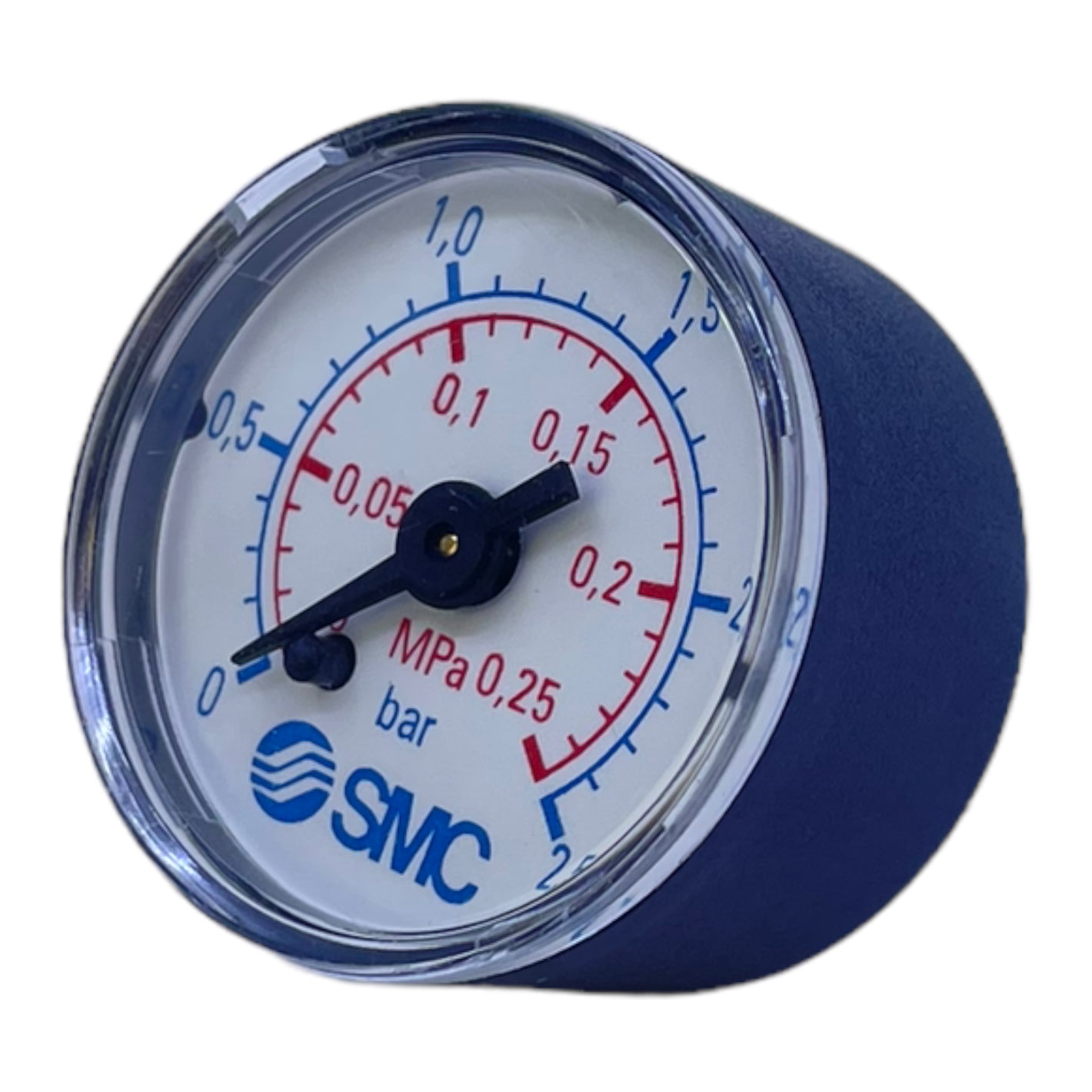 SMC 0 to 2.5 bar F+R100 pressure gauge blue 