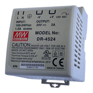 Mean Well DR-4524 Netzteil 24V Mean Well DR-4524 Netzteil 24V DR-4524 24V DR-452