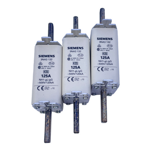 Siemens 3NA3132 NH fuse set 125A 500V 120kA Pack of 3