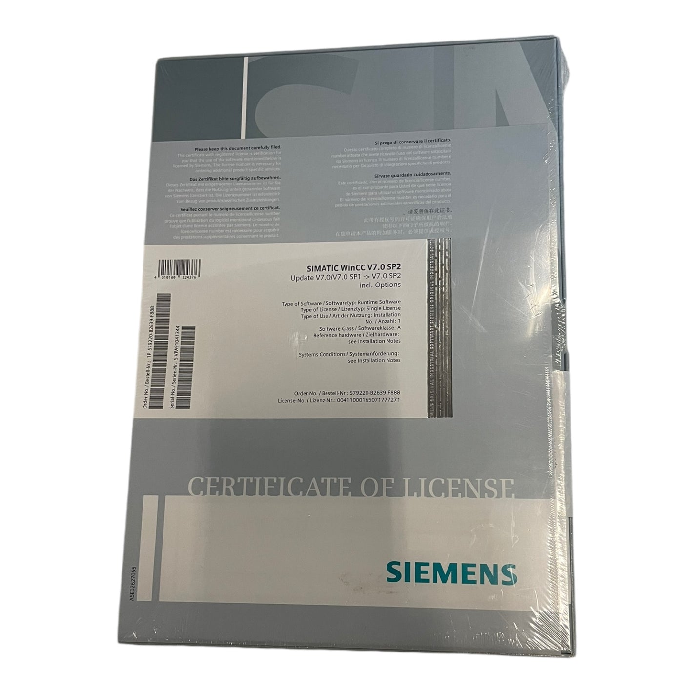 Siemens S79220-B2639-F888 SIMATIC WinCC V7.0 SP2 for industrial use