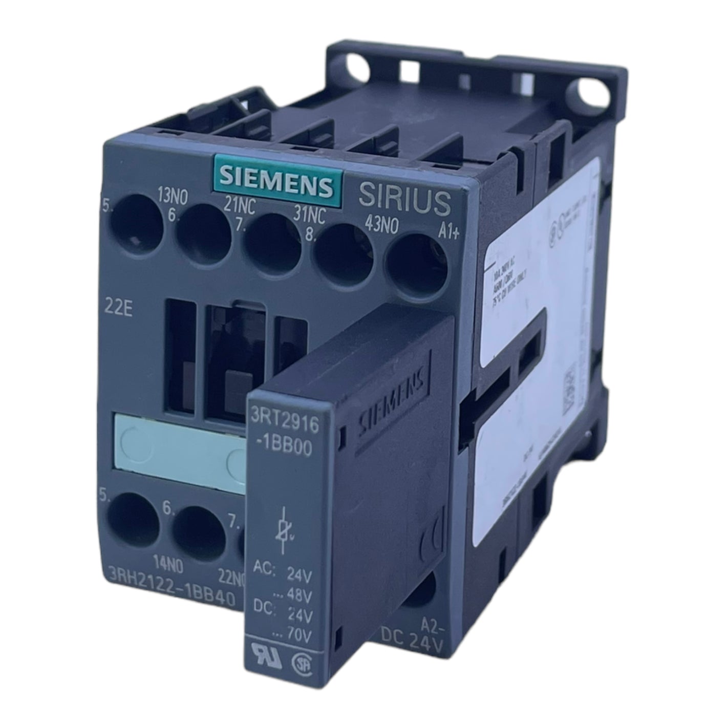 Siemens 3RH2122-1BB40 + 3RT2916-1BB00 Hilfsschütz 10A 24V DC IP20 690V AC SIRIUS