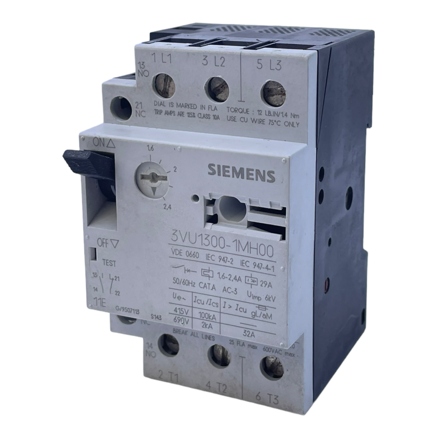 Siemens 3VU1300-1MH00 motor protection switch 