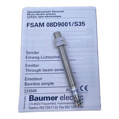 Baumer FSAM 08D9001/S35 through-beam light barrier for industrial use