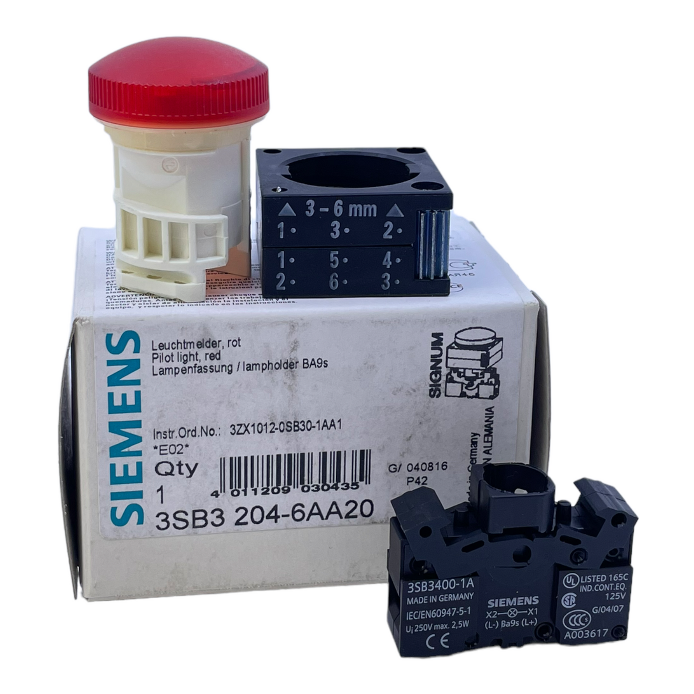 Siemens 3SB3204-6AA20 Leuchtdrucktatser Rot 125V 2,5W
