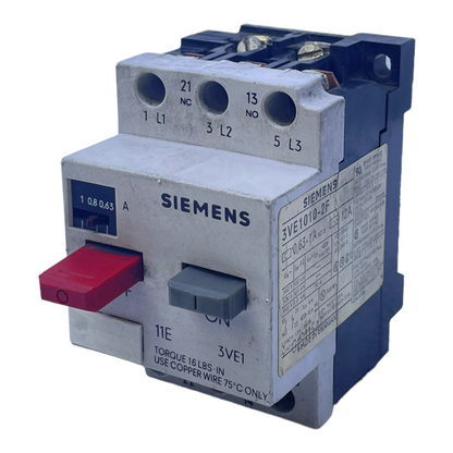 Siemens 3VE1010-2F Manual Motor Switch 0.63 - 1A Motor Protection Switch