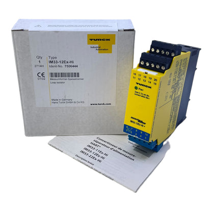 Turck IM33-12Ex-Hi measuring transducer isolator for industrial use 7506444 