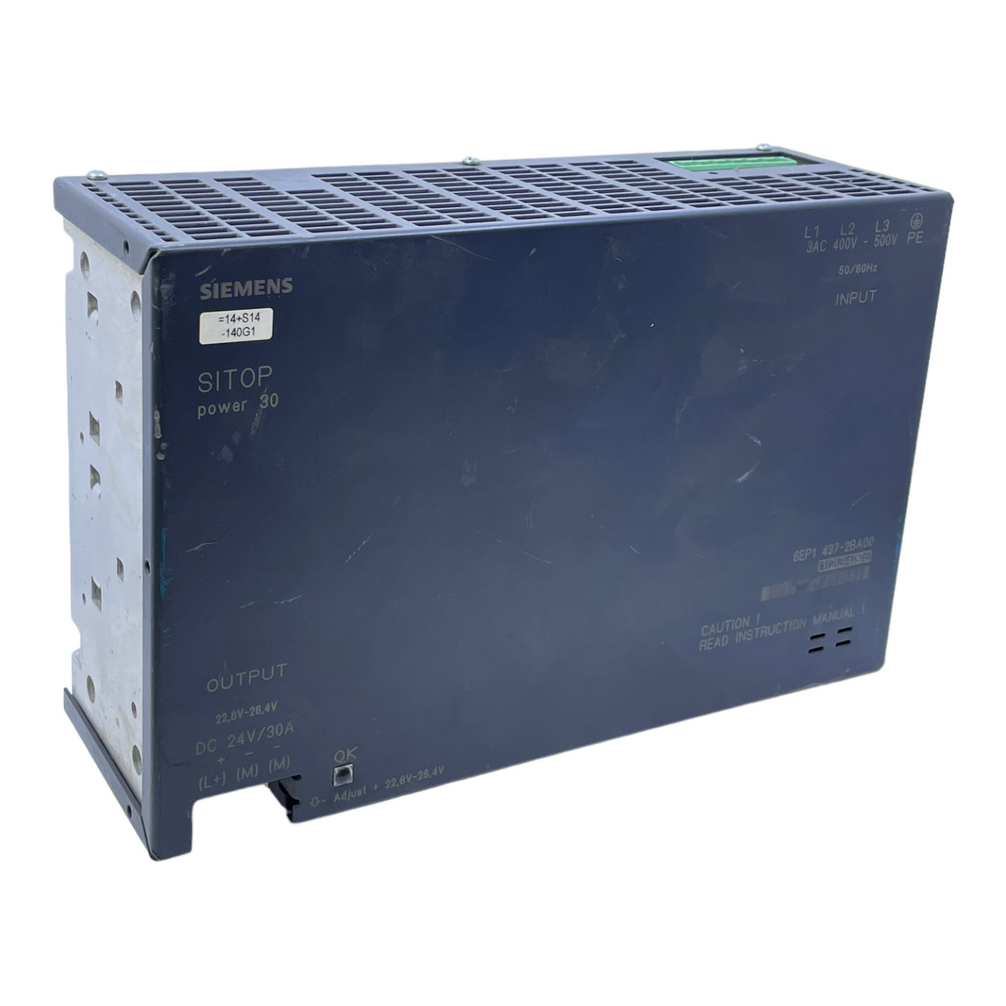 Siemens 6EP1437-2BA00 power supply Out.24VDC 30A Inp:400-500V 3AC max.1.4A 