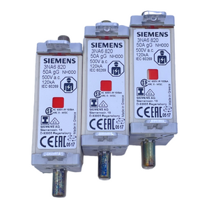 Siemens 3NA6820 50A-gG NH-Sicherungssatz 50A 500V AC 120kA VE:3stk