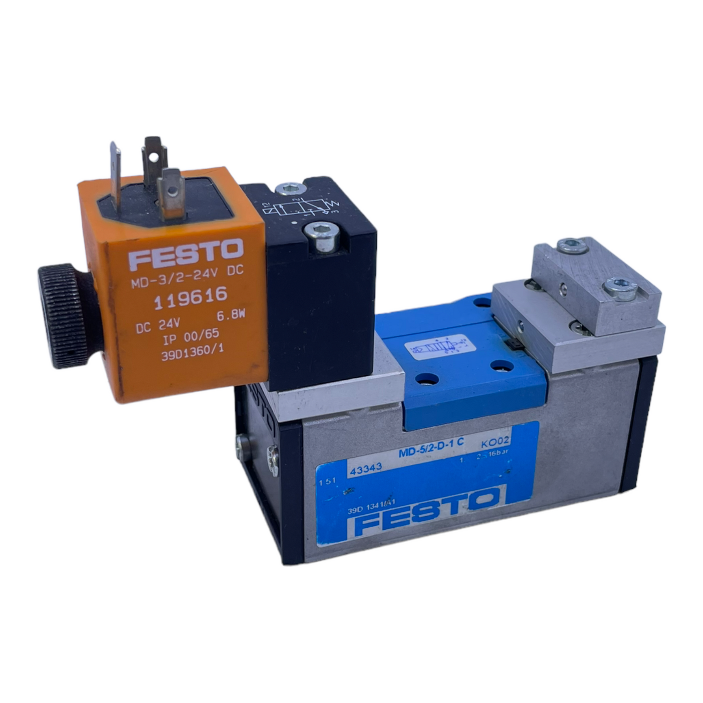 Festo MD-5/2-D-1-C solenoid valve 43343 2...16bar MD-3/2-24V DC 119616 DC24V 6.8W 