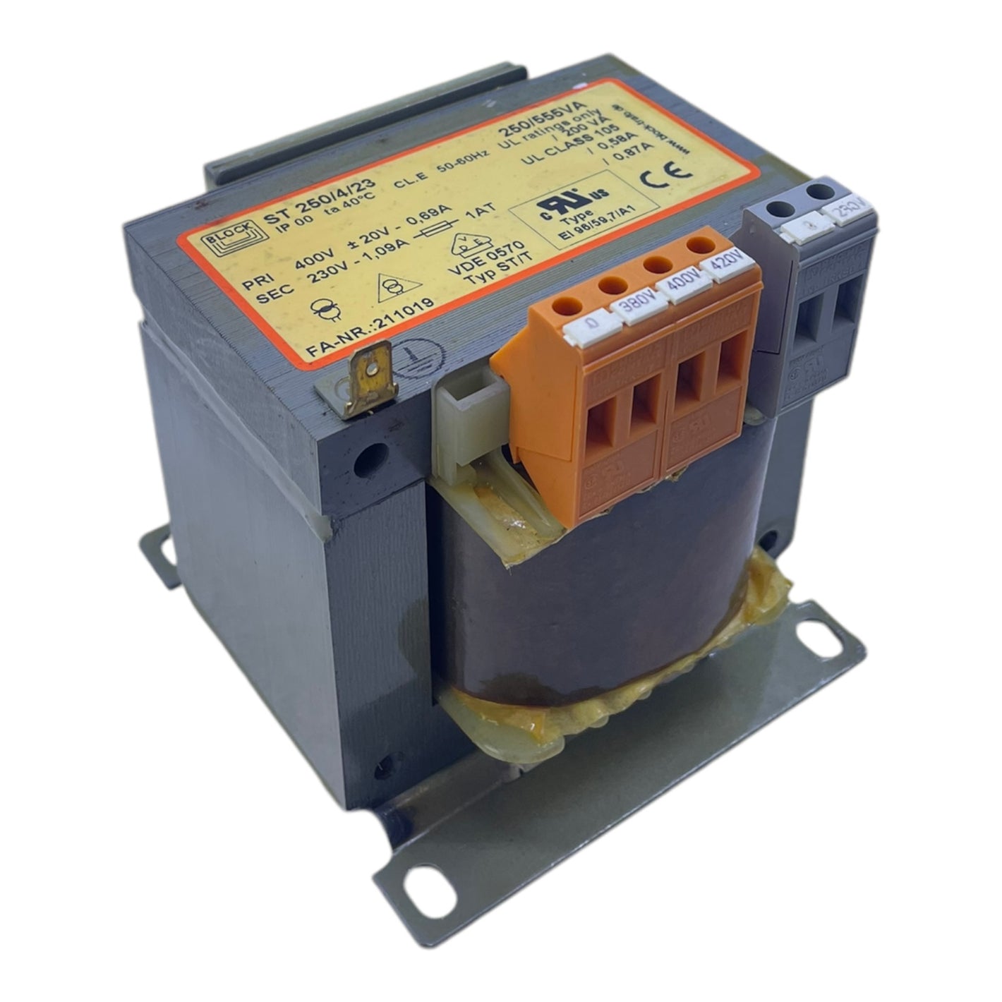 Block ST250/4/23 Transformer 250/555VA Block ST250/4/23 Transformer ST250/4/