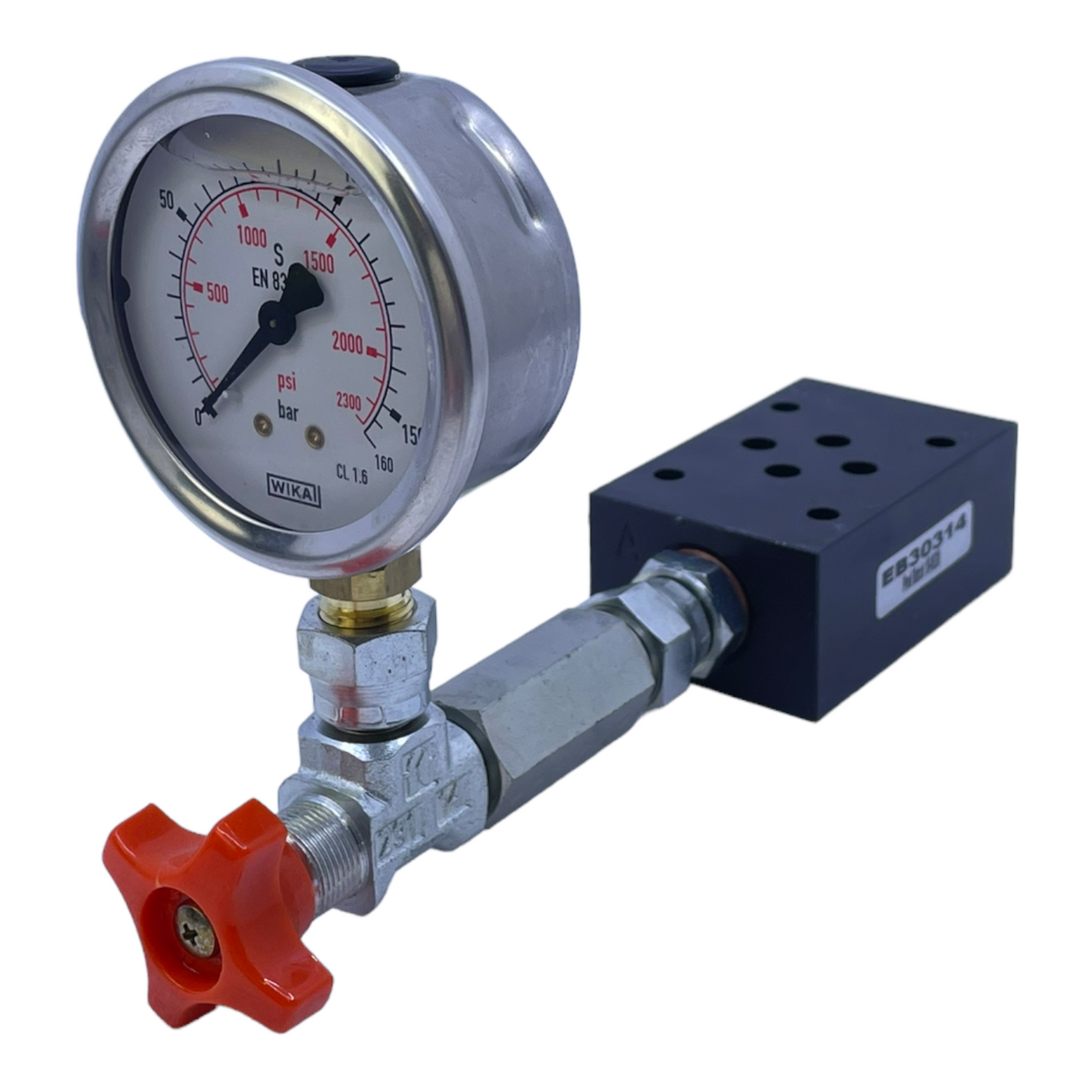 Wika EB30314 valve with pressure gauge 0-160bar 
