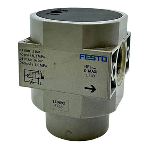 Festo HEL-...-D-MAXI on-off valve 170692 for industrial use 3bar Festo