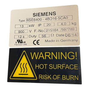 Siemens 6SE6400-4BD16-5CA0 Bremswiederstand für industriellen Einsatz