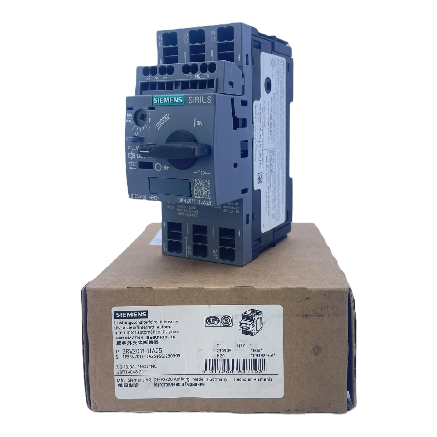 Siemens Motorschutzschalter 7–10A 3RV2011-1JA25 130A Class10 690V 3-polig