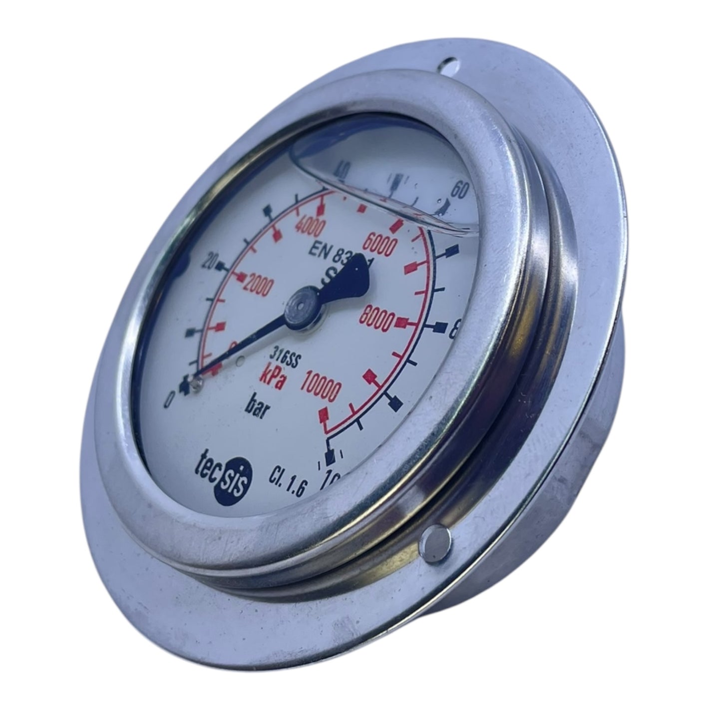 Tecsis Manometer EN 837 Druckanzeige 0–100 bar 316SS kPa Skala CL1.6